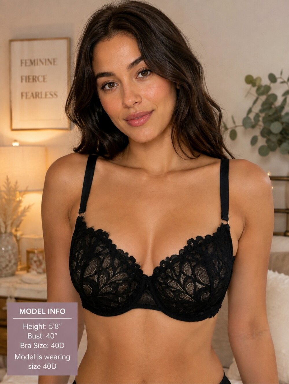 Savage X Fenty Bra 40D Black Floral Lace Underwire Rihanna NWT Lingerie